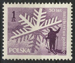 0853 b papier średni guma żółtawa czysty** 50-lecie narciarstwa polskiego