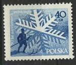0851 b papier średni guma żółtawa czysty** 50-lecie narciarstwa polskiego