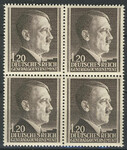 GG 087 a ząbkowanie 14:14 1/2 w czwórce czysta** Portret A.Hitlera na tle siatkowanym