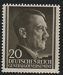 GG 077 y papier średni guma żeberkowana pionowo czysty** Portret A.Hitlera na jednolitym tle