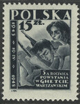 0454 b papier biały średni gładki czysty** 5 rocznica powstania w Getcie warszawskim
