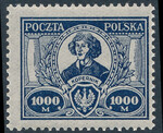 0164 a niebieski papier bardzo cienki typ I czysty** 150-lecie KEN i 450 rocznica urodzin M.Kopernika