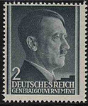 GG 071 y papier średni guma żeberkowana pionowo czysty** Portret A.Hitlera na jednolitym tle