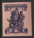 0764 Nowodruk z nadrukiem Próba P 4 purpurowofioletowy czysta**  Pomniki Warszawy