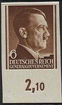 GG 072 nieząbkowany dolny margines czysty** Portret A.Hitlera na jednolitym tle