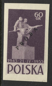 770 Nowodruk z nadrukiem Próba P4 czarnofioletowa czysta** 10 rocznica układu polsko-radzieckiego