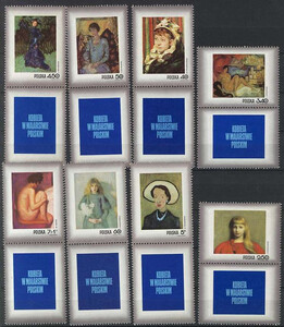 1963-1970 przywieszka pod znaczkiem czyste** Dzień Znaczka - kobieta w malarstwie polskim