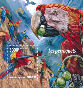 Niger 2015 blok papugi czyste**