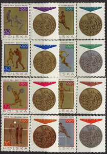 1472-1479 z przywieszką z Pw1 z prawej strony czyste** Medale Polaków na Igrzyskach Olimpijskich w Tokio