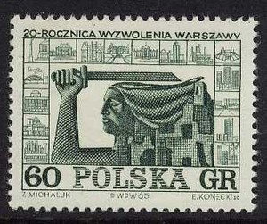 1412 a papier szary czysty** 20 rocznica wyzwolenia Warszawy
