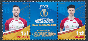 4921-4922 parka rozdzielona przywieszką czysta** Złoci Medaliści Mistrzostw Świata w Piłce Siatkowej Mężczyzn Włochy- Bułgaria