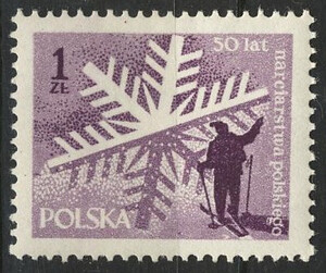 853 b papier średni guma żółtawa czysty** 50-lecie narciarstwa polskiego