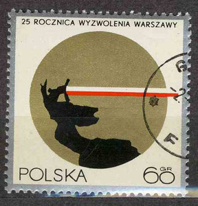 znaczek pocztowy 1839 kasowany 25 rocznica wyzwolenia Warszawy