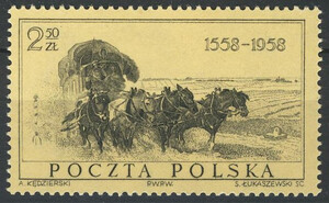 927 b papier średni guma bezbarwna czysty** Wystawa 400 lat Poczty Polskiej w Warszawie