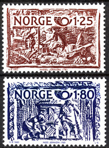 Norwegia Mi.0821-822 czyste** znaczki