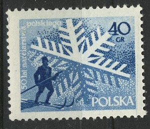 851 a papier średni guma żółtawa czysty** 50-lecie narciarstwa polskiego