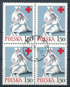 2336 znaczki w czwórce kasowane Polski Czerwony Krzyż