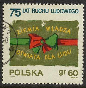 znaczek pocztowy 1859 kasowany 75-lecie ruchu ludowego w Polsce