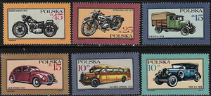 Znaczki Pocztowe. 2944-2949 czysty** Dawne polskie samochody i motocykle