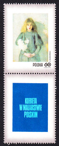 1965 przywieszka pod znaczkiem czyste** Dzień Znaczka - kobieta w malarstwie polskim