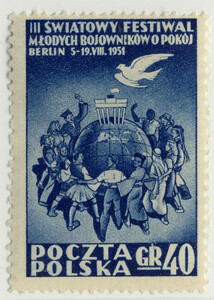 0566 f ząbkowanie 13:11 czysty** III Światowy  Festiwal Młodych Bojowników o Pokój w Berlinie