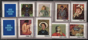 1963-1970 przywieszka z lewej strony czyste** Dzień Znaczka - kobieta w malarstwie polskim