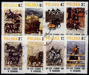 2516-2523 kasowane 150-lecie stadniny koni w Sierakowie
