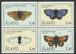 Aland Mi.0082-85 czwórka czyste** znaczki motyle