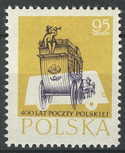 920 b papier biały średni gładki guma żółtawa czysty** 400-lecie Poczty Polskiej