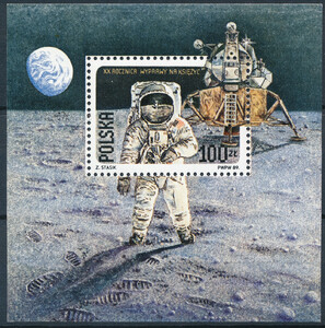 Znaczek Pocztowy. 3062 B1 blok 139 B "złoty dolar" czysty** gwarancja 20 rocznica pierwszego lądowania na Księżycu 