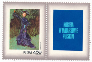1968 przywieszka z prawej strony czyste** Dzień Znaczka - kobieta w malarstwie polskim