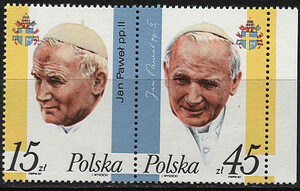 Znaczki Pocztowe. 2952 s w parce błąd uszkodzone k w Polska czyste** III wizyta papieża Jana Pawla II w Polsce