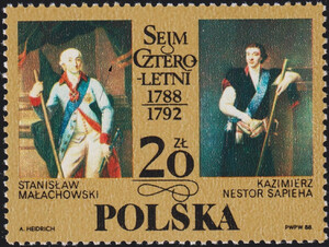 Znaczek Pocztowy. 3020 plama przed kotarą czysty** 200 rocznica Sejmu Czteroletniego 1788 - 1792 