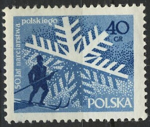 851 a papier średni guma biała czysty** 50-lecie narciarstwa polskiego