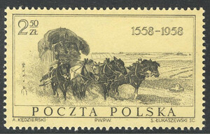 927 c papier średni guma żółtawa czysty** Wystawa 400 lat Poczty Polskiej w Warszawie
