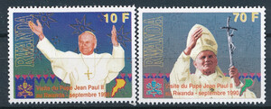 Rwanda Mi.1439-1440 czyste** Jan Paweł II