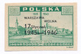 0390 czysty** 1 rocznica wyzwolenia Warszawy