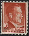 GG 076 y papier średni guma żeberkowana pionowo czysty** Portret A.Hitlera na jednolitym tle