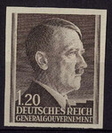 GG 087 nieząbkowany czysty** gwarancja Portret A.Hitlera na tle siatkowanym