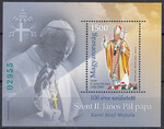 Węgry Blok 100 rocznica urodzin Papieża Jana Pawła II numerator zielony czysty**