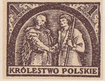 113 Projekt konkursowy barwa brązowa- Jan Ogórkiewicz Polskie Marki Pocztowe 1918 rok
