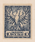 135 Projekt konkursowy barwa niebieska- H. Oderfeld i N. Romanus Polskie Marki Pocztowe 1918 rok