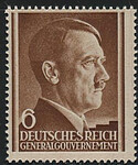 GG 072 y papier średni guma żeberkowana pionowo czysty** Portret A.Hitlera na jednolitym tle