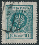 0186 a niebieskawozielony kasowany Orzeł w wieńcu