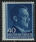GG 081 y papier średni guma żeberkowana pionowo czysty** Portret A.Hitlera na jednolitym tle