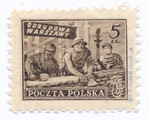 0513 b jasnobrązowy papier średni jednolity ZL 11¼:10¾ gwarancja czysty**  Wydanie na odbudowę Warszawy