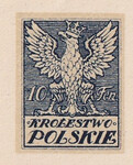 035 Projekt konkursowy barwa niebieska- M. Bystydzieński Polskie Marki Pocztowe 1918 rok