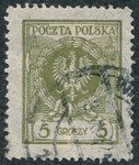 0185 a oliwkowozielony kasowany Orzeł w wieńcu