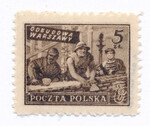 0513 a ciemnobrązowy papier średni jednolity ZL 11¼:12 gwarancja czysty**  Wydanie na odbudowę Warszawy