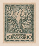 135 Projekt konkursowy barwa zielona- H. Oderfeld i N. Romanus Polskie Marki Pocztowe 1918 rok